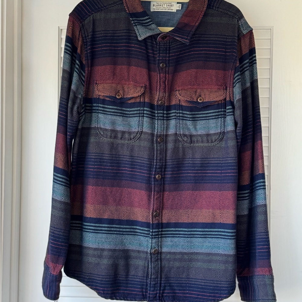 Men’s Outerknown Blanket Shirt - Burnt Sonoran Stripe - Picture 4 of 7